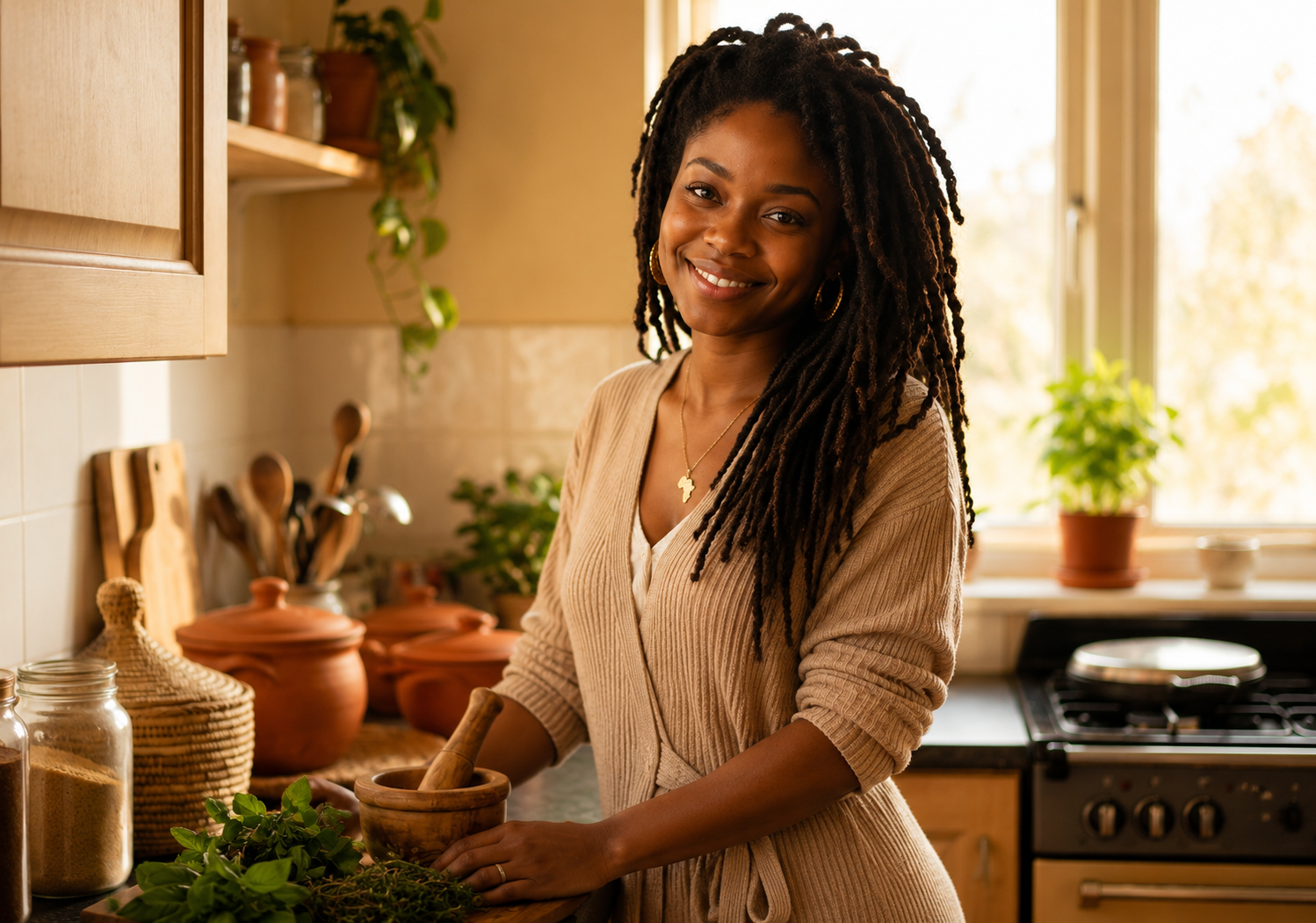 Amara in her kitchen